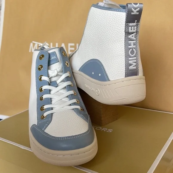 MICHAEL KORS
SHEA MID HIGH TOP
FAUX LEATHER
49F3SHFESL
PALE BLUE 
NEW - Picture 8 of 16